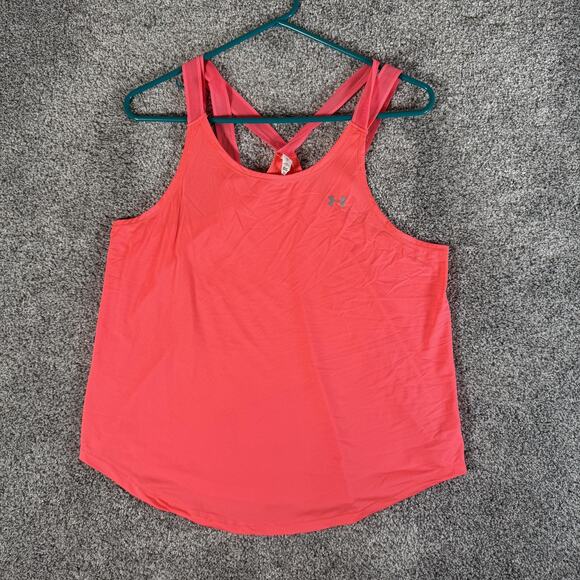 Under Armour Tank Top Womens Medium Pink HeatGear Loose Racerback Athletic Gym - Picture 1 of 7